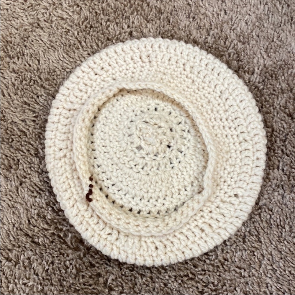 VTG Handmade Handknit Knitted Crochet Beret Pom - Picture 7 of 8